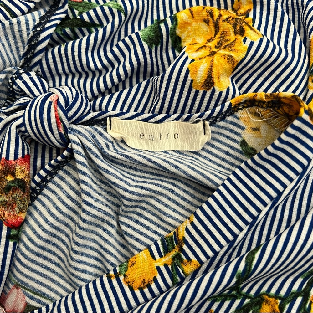 Entro floral and striped trapeze tent dress with tie back - Picture 5 of 7